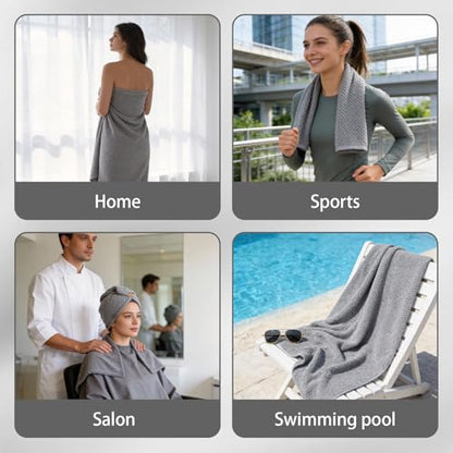 Extra Large Microfiber Bath Towels Set of 6 for Adults, 35″ x 70″, Soft and Super Absorbent, Quick Dry, No Fading and No Lint, Luxury Towel Set for Bathroom, Spa, Gym, Travel - Grey - color: Gray 6-pack