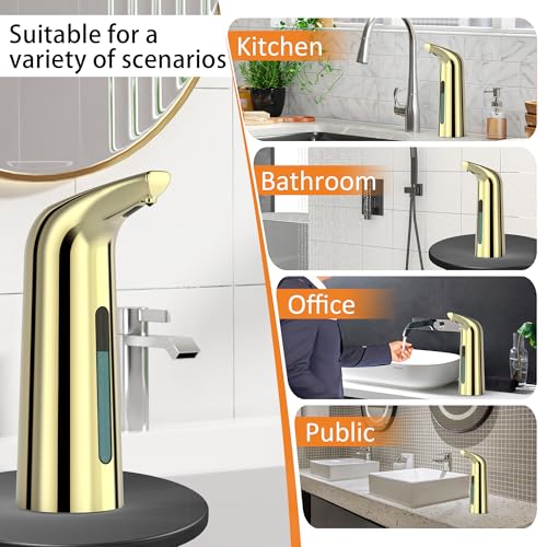 Automatic Liquid Soap Dispenser, 4-Level,Rechargeable | Plastic,13.5oz/400ml Gold Touchless Electric Hand & Dish Countertop Soap Dispensers with Sensor for Bathroom,Kitchen Sink - color: Gold, style: Rechargeable