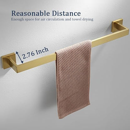 SEIDO 24 Inch Brushed Gold Towel Bar, Heavy Duty & Rust-Proof 304 Stainless Steel Bath Towel Holder, Modern Square Wall Mounted Towel Rack for Bathroom, Kitchen, RV - color: Brushed Gold, size: 24 Inch