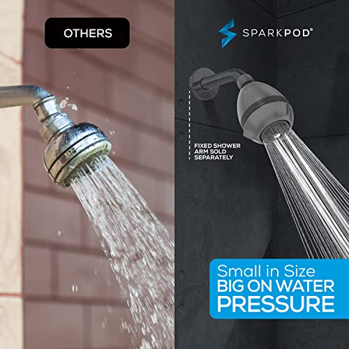 SparkPod High Pressure Shower Head, 3 Inch Fixed Showerhead, Charcoal Grey | Rain, Pulsating & Combo Modes, Helps Boosts Low Water Pressure, Anti-Clog Nozzles, Easy Install - color: 5. Charcoal Grey