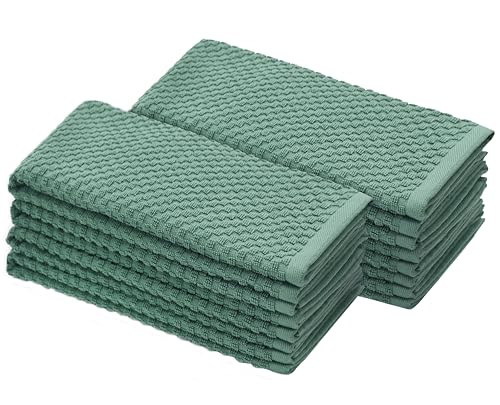 COTTON CRAFT Amazing Kitchen Towels - 8 Pack 100% Cotton Waffle Terry Towel | Seafoam - 16x28 Euro Café Waffle Weave Dish Towels - Soft Absorbent Quick Dry Low Lint Reusable Pantry Bar Cleaning Cloth - color: Seafoam, size: 8 Pack