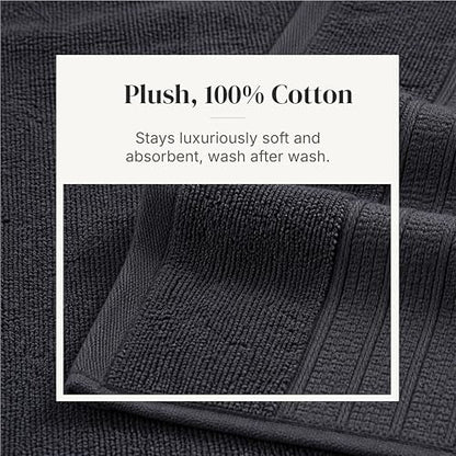 Modern Threads 6-Piece Towel Set – 100% Cotton, Quick Dry, Ultra Absorbent – Includes 2 Bath, 2 Hand, 2 Washcloths (White/Reinhart Charcoal) - color: Grey, style: Classic Stripe