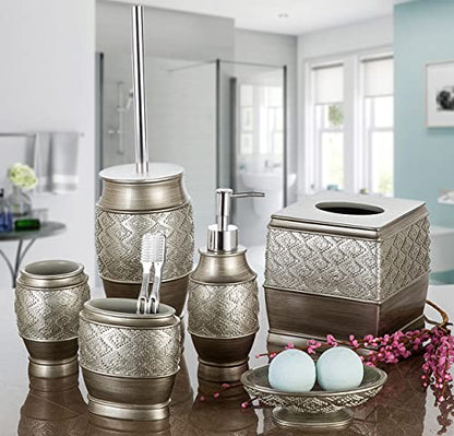 Creative Scents Dublin Silver Small Bathroom Trash Can with Lid 1.26 Gal / 4.8L - Brushed Silver Oval Garbage Can - Decorative Waste Basket for Bathroom Decor - Durable Wastebasket for Paper/Diaper - style: Trash Can