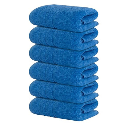 6 Piece Hand Towels Set 16 x 28 Inches, Blue | 100% Cotton, Lighter Weight, Quick to Dry, 16 x 28 Inches, Super Soft & Absorbent, Perfect for Bathroom & Kitchen - color: Midnight Blue