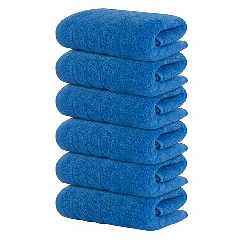 6 Piece Hand Towels Set 16 x 28 Inches, Blue | 100% Cotton, Lighter Weight, Quick to Dry, 16 x 28 Inches, Super Soft & Absorbent, Perfect for Bathroom & Kitchen - color: Midnight Blue