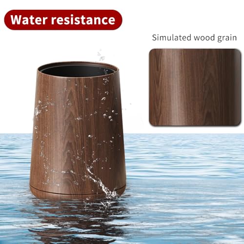 8L/2.1GAL Small Bathroom Trash Can,Walnut Trash Can | Double Layer,Built-In Bag Holder,Open-Top Trash Bin for Bathroom,Home,Office,Living Room - color: 2.1gal cone