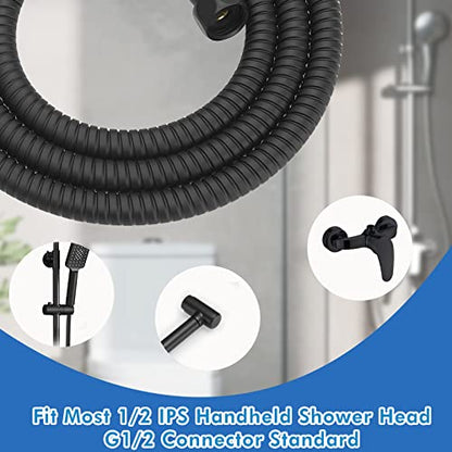 RUMOSE 118 inches Extra Long Shower Hose, Black | Shower Head Extension Hose, Attachment Flexible Handheld Shower Sprayer Hose, Stainless Steel Shower Tube - color: Black, size: 118"