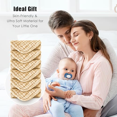 MOON PARK Baby Washcloths, 12 Pack - 12x12 Inches, Small Burp Cloths and Baby Wipes - 100% Cotton Muslin Ultra Soft for Newborn, Infant and Toddlers - Brown - color: Brown