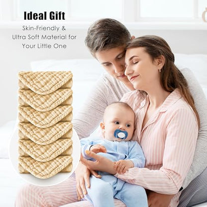 MOON PARK Baby Washcloths, 12 Pack - 12x12 Inches, Small Burp Cloths and Baby Wipes - 100% Cotton Muslin Ultra Soft for Newborn, Infant and Toddlers - Brown - color: Brown