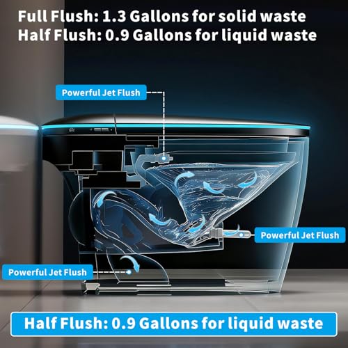 Black Smart Bidet Toilet with Foam Shield, Auto Open/Close Lid & Seat, Foot Sensor Flush, Tankless One Piece Elongated, Heated Seat, Instant Warm Water & Dryer - color: Black