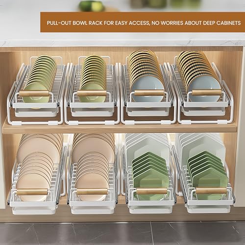 Pull-Out Double/Single Tier Dish Rack for Cupboard, Slide Out Dish Drying Rack for Kitchen Cabinets, Pull Out Drawer for Kitchen Under Sink Organizer (Single Tier Plate Rack) - size: Single Tier Plate Rack