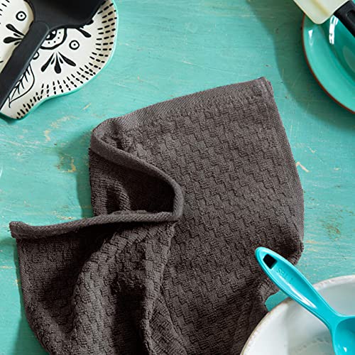 COTTON CRAFT Amazing Kitchen Towel - 12 Pack 100% Cotton Waffle Terry Towel | Charcoal - 16x28 Euro Café Waffle Weave Dish Towels - Soft Absorbent Quick Dry Low Lint Reusable Pantry Bar Cleaning Cloth - color: Charcoal, size: 12 Pack