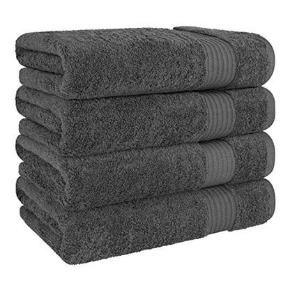 Cotton Paradise Turkish Towel Set, Soft Absorbent Quick Dry, 4 Piece Bath Towel Set, Dark Gray - color: Dark Gray, size: 27"x54"