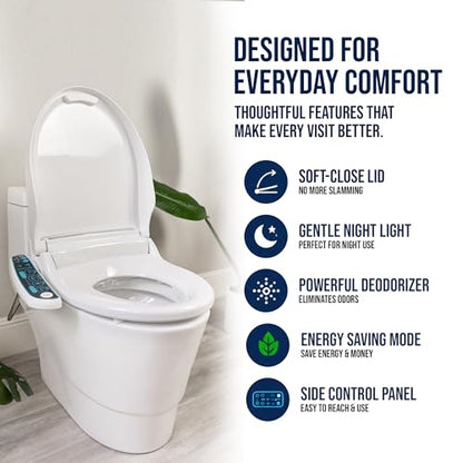 BidetMate 2000 Series Bidet Toilet Seat, Heated Water & Seat, Elongated | Unlimited Warm Water Wash, Air Dryer, Deodorizer, Self Cleaning Nozzle, Side Panel Controls, Fits Elongated Toilets - style: 2000 Series | Elongated | Side Panel