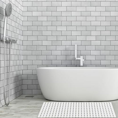 BEMISO Shower Mat Non Slip Bathtub Mat 37.4 x 15.7 Inch | Suction Cups,Drain Holes,Easy Dry,Easy to Cut,Eco-Friendly - color: White, size: 37.4 x 15.7 inches