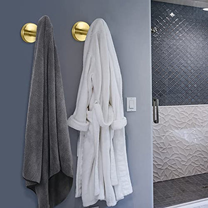 NearMoon Bath Towel Hooks- SUS 304 Stainless Steel Robe Hook Holder, Heavy Duty Coat Hook for Bathroom Livingroom Hotel Kitchen Garage, Wall Mounted (Brushed Gold, 4 Pack) - color: Brushed Gold, size: 4 Pack