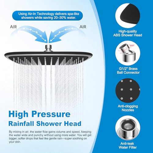 10" Rain Shower Head with Handheld, High Pressure Boosting Rainfall Showerhead with All Metal Adjustable Extension Arm, Easy Reach Shower Holder, 5 Spray Modes with Power Wash, Easy to Install, Chrome - color: Chrome