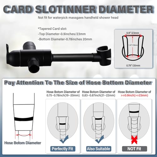 All Metal Shower Diverter Valve With HandShower Holder - Upgraded 3 Way Shower Head for Handheld and Fixed Rain Showerhead - Universal G1/2 Arm, Bathroom Part, Matte Black - color: Black