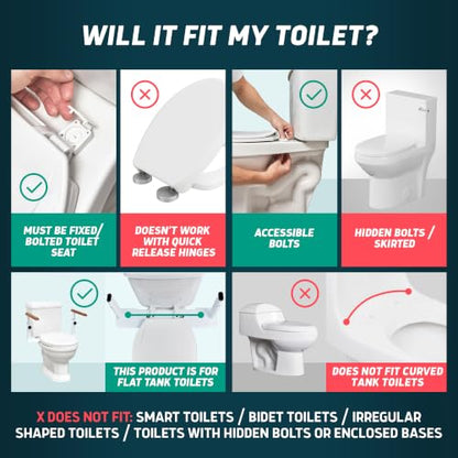 Lunderg Toilet Safety Rails for Seniors - Elegant, No Nursing Home Vibe | Easy Installation, Height-Adjustable & Wood-Finish Toilet Seat Handles - No Space Lost, Support for Elderly & Mobility Needs