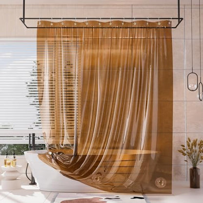 AmazerBath Long Shower Curtain Liner, 100% EVA Soft Clear Amber Heavy Duty 78 inch Shower Curtain and Liner 2-in-1, 72x78 Plastic Bathroom Shower Curtain, 12 Rustproof Grommets & 3 Weighted Stones - color: Rainbow Caramel Latte, size: 72"W x 78"L (Pack of