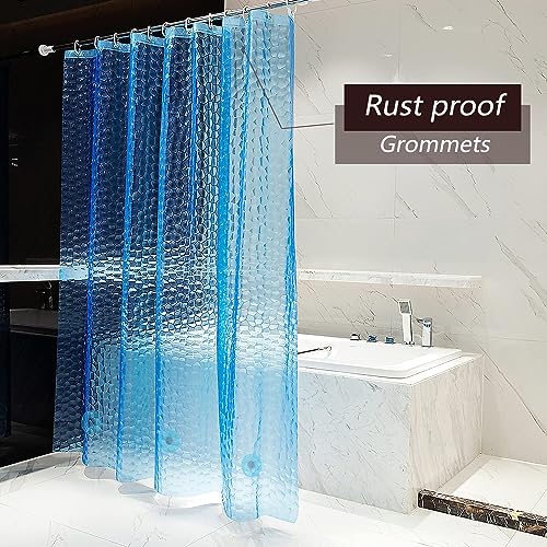 TIKABC Shower Curtain Liner, 4G EVA Blue Water Cube Shower Liner, Plastic Waterproof Shower Curtains, 72x72 inch with Grommet Holes 3 Magnetic Weights - color: Eva-blue
