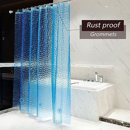 TIKABC Shower Curtain Liner, 4G EVA Blue Water Cube Shower Liner, Plastic Waterproof Shower Curtains, 72x72 inch with Grommet Holes 3 Magnetic Weights - color: Eva-blue