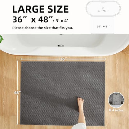 TYUU Large Bathroom Rugs Non Slip Washable Bath Rugs Super Absorbent Bathroom Rug Thin Quick Dry Low Pile Bath Mats, Dark Grey 36"x48" - color: Dark Grey, size: 3' X 4' (Rectangular)