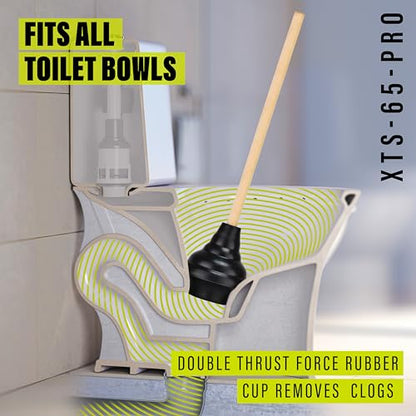 SteadMax XTS-65-PRO Heavy Duty Toilet Plunger, Commercial Grade (1 Pack) - size: 1 Pack - PRO