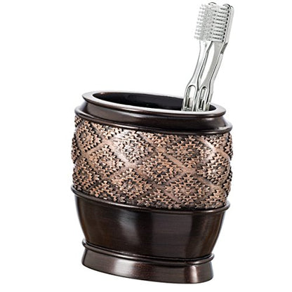 Creative Scents Dublin Brown 4 Piece Bathroom Accessory Set | Includes Soap Dispenser, Toothbrush Holder, Tumbler Cup & Soap Dish - style: 4 Piece Set
