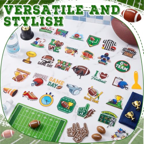 Fullhawl 30 Pcs Football Non Slip Bathtub Stickers Colorful Football Anti Slip Shower Stickers Shower Floor Nonslip Sticker Applique Adhesive Decals Treads with Scraper for Bathtub Bathroom Floor - style: Football