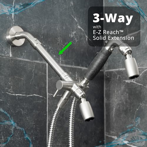 High Sierra® Lead-Free Metal 3-way Combo Shower Kit. Built in Diverter Valve Effortlessly Diverts Flow from the Fixed Shower Head to the Handheld and back - Low Flow 1.8 GPM-Polished Brass - color: Polished Brass, size: 1.8 GPM