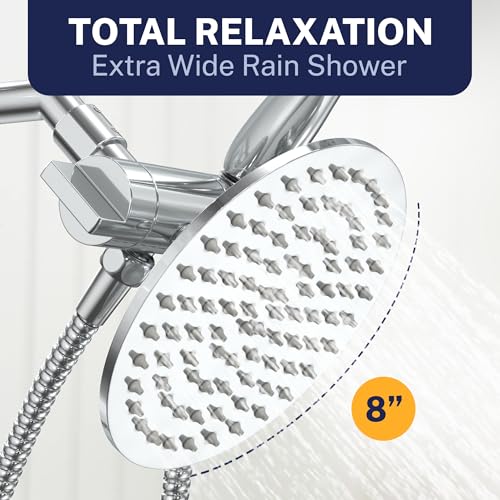 HammerHead Showers Dual Shower Head Combo, 8-Inch Rainfall & 3-Flow Handheld, Chrome, 1.75 GPM - color: Polished Chrome, size: 1.75 GPM California