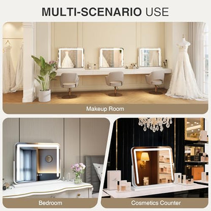 Lighted Makeup Mirror with Lights,Vanity Mirror with Lights, 21"×15.7" - size: 20.5"L x 15.7"W - Light Strip