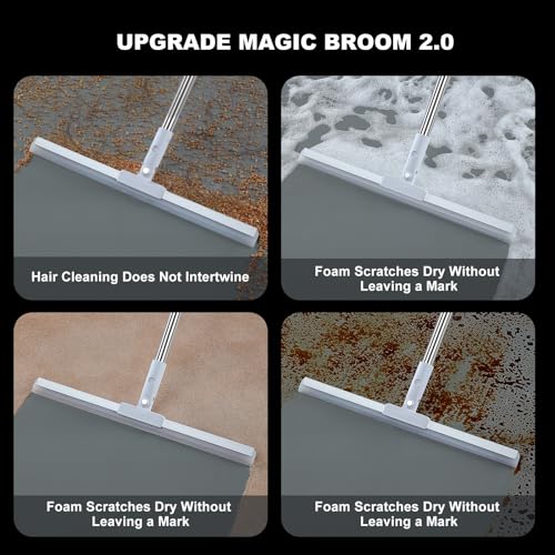 Rubber Squeegee Broom for Floor,62" Long Handle Window Squeegee, Silicone Pet Hair Remover,Magic Broom for Indoor Cleaning,Cleans Glass, Hair, fine dust, Liquids, Suitable for Smooth Floors, Rugs - size: Large (1 in 1)