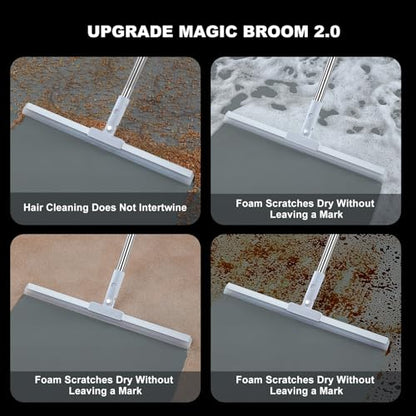 Rubber Squeegee Broom for Floor,62" Long Handle Window Squeegee, Silicone Pet Hair Remover,Magic Broom for Indoor Cleaning,Cleans Glass, Hair, fine dust, Liquids, Suitable for Smooth Floors, Rugs - size: Large (1 in 1)
