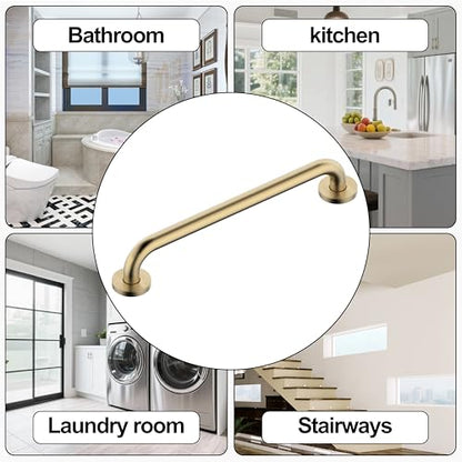16 Inch Grab Bar 304 Stainless Steel Anti-Slip Bathroom Safety Handrail Wall Mount Assist Grip for Elderly Handicap Bathtub Shower Toilet,GB-4023-BG,Brushed Gold - color: Brushed Gold