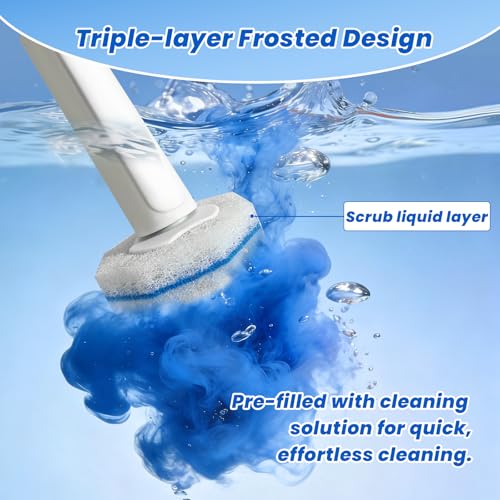 40 Disposable Toilet Brush Replacement Pads, Wall Mounted Toilet Holder Set Toilet Cleaning System Starter Kit, Toilet Stick Pads (White) - color: White