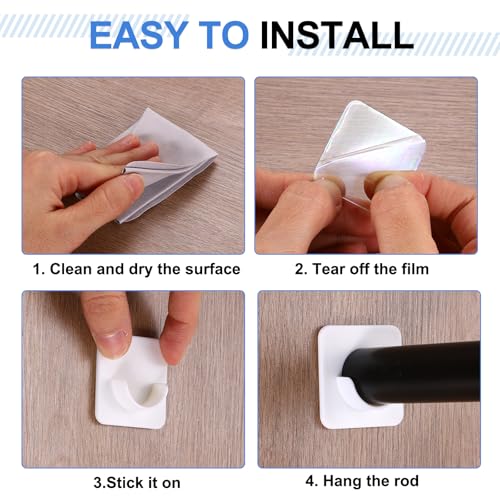 uxcell 8 Pack Shower Rod Holder, 0.87 Inch Adhesive Shower Curtain Rod Holder No Drilling Shower Rod Holders for Bathroom Bedroom, White(Rod Not Included) - size: 0.87 Inch