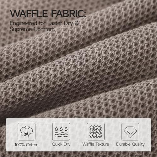 REDKISS Quick Dry Waffle Towel Set of 8, 100% Cotton,Lightweight & Highly Absorbent Waffle Towels for Bathroom, Spa, Gym, Pool-2 Bath Towels, 2 Hand Towels & 4 Washcloths,Brown - color: Brown