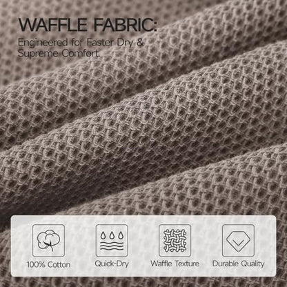 REDKISS Quick Dry Waffle Towel Set of 8, 100% Cotton,Lightweight & Highly Absorbent Waffle Towels for Bathroom, Spa, Gym, Pool-2 Bath Towels, 2 Hand Towels & 4 Washcloths,Brown - color: Brown