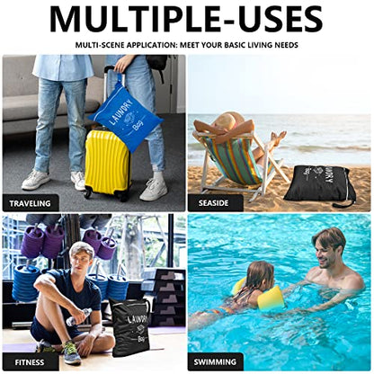2 Pcs Large Travel Laundry Bag - Waterproof Wet Dry Washable for Dirty Clothes, Bathing Suit, Workout, Gym, Swimming, Yoga - color: Black+Blue