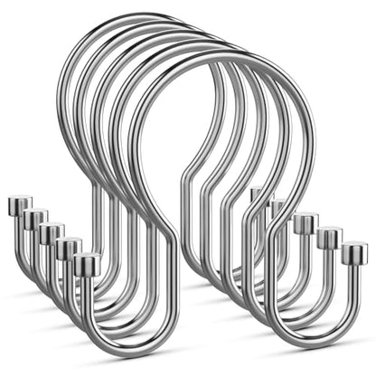 Shower Curtain Hooks, Simple Shower Curtain Rings, Sturdy Shower Curtain Hangers, Double Hook Shower Curtain Hooks, Smooth Gliding Metal Shower Hooks for Shower Curtain (Chrome, 12 Pack) - color: Chrome, size: 12 Pack