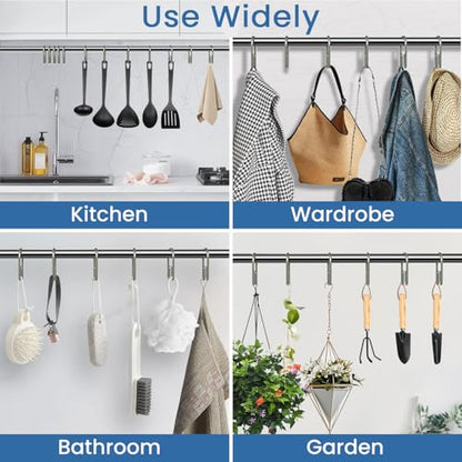 Shower Curtain Hooks Rings ，Double Sided Shower Curtain Hooks Rust Proof，12 pcs Shower Hooks for Inside Shower，Smooth Sliding Anti-Drop Double Shower Rings for Curtain (Nickel) - color: Nickel