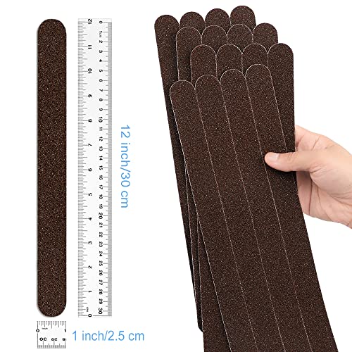 1" x 12" Brown Anti Slip Tape, 16pcs Non Slip Pre-Cut Strips | Treads Safety Non Skid Adhesive Strips for Ladder, Step Stool and Stair - color: Brown, size: 1" x 12"