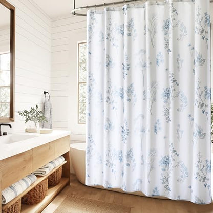 Light Blue Grey Small Stall Shower Curtain,Waterproof Fabirc Dusty Blue and White Grand Millenial Shower Curtains for Bathroom with Hooks 36x72 - color: Grey & Blue, size: 36"W x 72"L (Pack of 1)