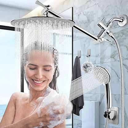 NearMoon Solid Brass G1/2" Shower Arm All Metal Universal 3-Way Diverter Valve for Handheld and Fixed Head, Replacement Component Adapter (Chrome Finish) - color: Chrome Finish