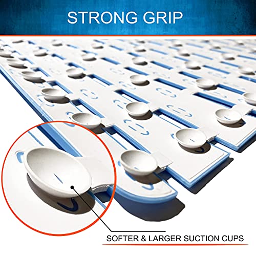 Bathtub Mat Non Slip | Double-Layered Shower Mats with Suction Cups | Improved Drainage, EZ-Dry, Premium Grip Tub Mat | Extended 16x31in. | Non-Toxic, BPA, Latex, Phthalate Free (Waterfall) - color: Waterfall