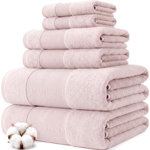 Modern Threads Air Cloud 6-Piece Towel Set - 100% Zero-Twist Cotton, 500 GSM, Quick Dry & Plush, Blush - color: Blush, size: 6 Pcs Towel Set