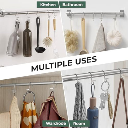 Bathway Shower Curtain Hooks, Shower Curtain Rings Rust Proof, 12PCS Shower Hooks for Shower Curtain, T-Bar Design Convenient Elegant Shower Curtain Hangers for Bathroom Kitchen Wardrobe, Nickel - color: Nickel