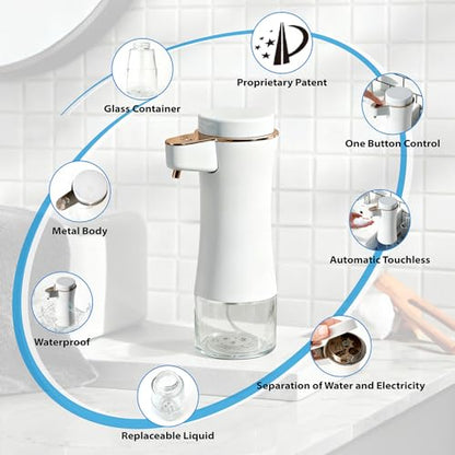 Automatic Soap Dispenser, Hands-Free Touchless Foam Soap Dispenser, Long Battery Life, Adjustable Volume, Modern Electric Hand Soap Dispenser for Bathroom Kitchen, 11oz/320ML, White